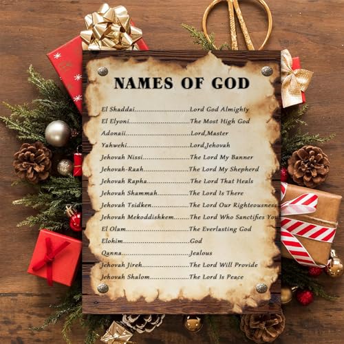 Names of God Canvas Wall Art Poster - 8x12 Inch Religious Scripture Print - White Frame Variation