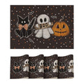 Black Ghost Cat Vinyl Placemats Set of 4 - Washable Heat Resistant Table Decor