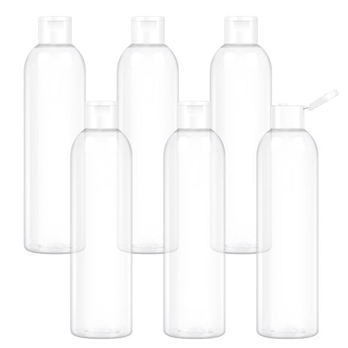 Neendohome 6 Pack 8 oz Travel Squeeze Bottles with Flip Caps Refillable Empty Plastic Containers for Toiletries Shampoo Lotions Oils