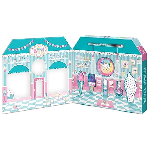 Kids Cosmetic Set with Ice Cream-Shaped Lip Gloss & Accessories - Safe for Ages 8+