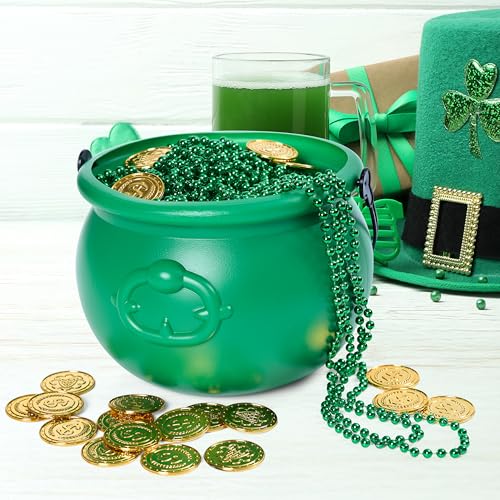 Green Plastic Cauldron for St. Patrick's Day Party Supplies - 7.5 Inch
