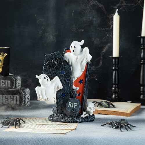Halloween Ghost Gravestone Table Sign - Indoor Outdoor Decor for Party & Home