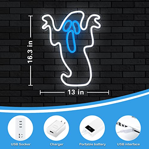 Halloween Ghost Neon Light - Flickering Boo Neon Sign for Wall & Party Decor - H-Ghost Variation