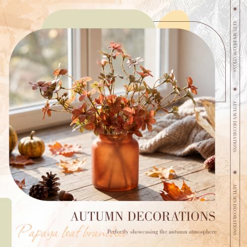 Artificial Fall Leaves Stems for Vases - 16 Inch Faux Autumn Branches, 6 Pack