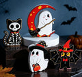 Halloween Wooden Decor Set - Indoor Fall & Spooky Home Decorations for Mantle & Tabletop