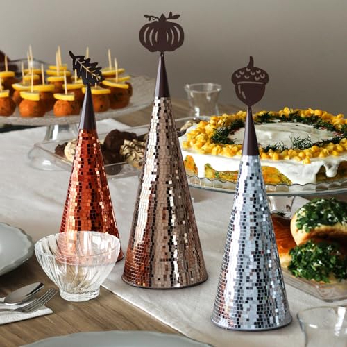 Fall Table Decor Tree Set - Handmade Disco Glass Centerpieces for Autumn Parties