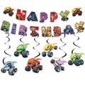 Birthday Party Decorations Set with Banner and Hanging Streamers - Cartoon Themed Kids Party Supplies