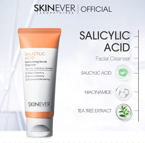 SKINEVER Salicylic Acid Face Exfoliating Scrub - Deep Cleanse & Smooth Skin Texture, 75 ML