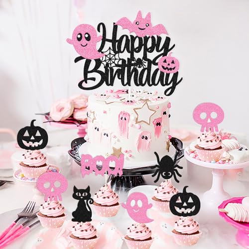 Halloween Cake Topper and Cupcake Picks Set - 25 Pcs Spooky Party Decorations