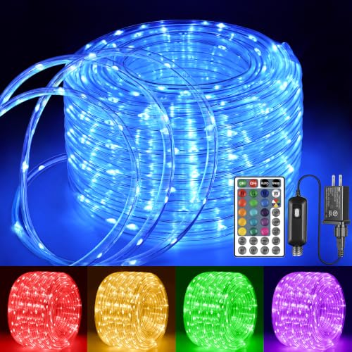 Ollny 33FT Color Changing Rope Lights Outdoor - 100 LED String Lights with 18 Colors & Remote