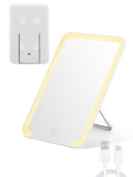 Qislee Magnetic Locker Mirror, 8 x 5 inches Travel Makeup Mirror with Light and Foldable Stand, 3 Color Modes Touch Dimming, Perfect Travel Accessory, White