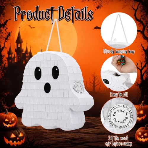 Mini Halloween Ghost Piñata Set - 6 Party Favors, Decorations, Kids