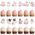 Pink Halloween Ghost Cupcake Toppers - 36 Pcs, Ready to Use, Party Decor