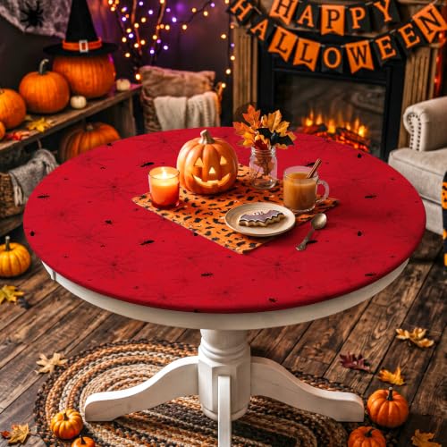 Halloween Round Tablecloth Fits 32-36 Inches - Spider Web Design, 36 Inch