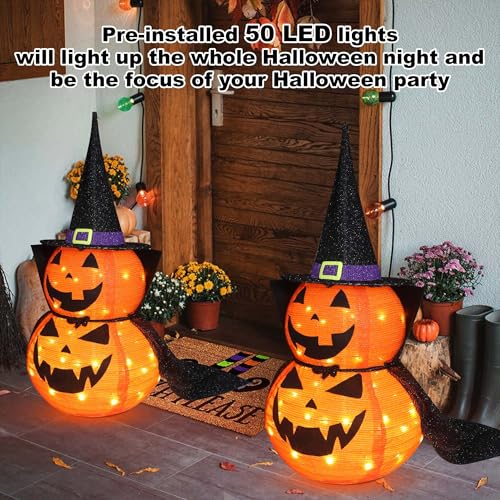 Orange 3FT Halloween Collapsible Pumpkin Decoration with LED Lights