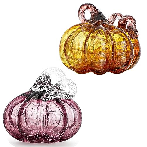 Handcrafted Crystal Pumpkin Paperweight Halloween Thanksgiving Decor
