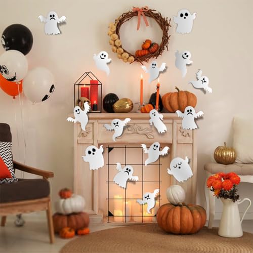 Ghost Halloween Wall Stickers - 42Pcs 3D Ghost Wall Decor for Horror Classroom & Home - Variation Ghost-2