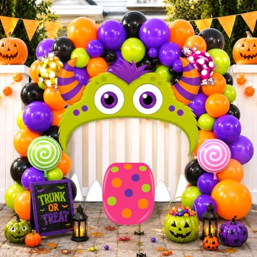 Monster Trunk or Treat Car Decorations Kit - Halloween Party Backdrop & Balloons - Variation of THIS listing