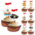 Pirate Cupcake Toppers Set - 108 pcs Nautical Cake Decorations for Kids Birthday & Halloween