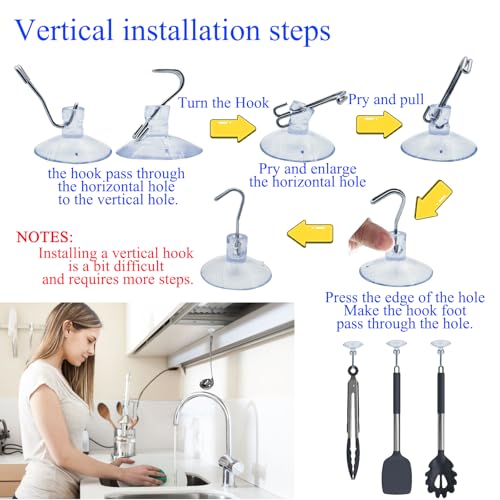 Reusable Transparent Suction Cup Hooks for Kitchen Bathroom Window Glass Door