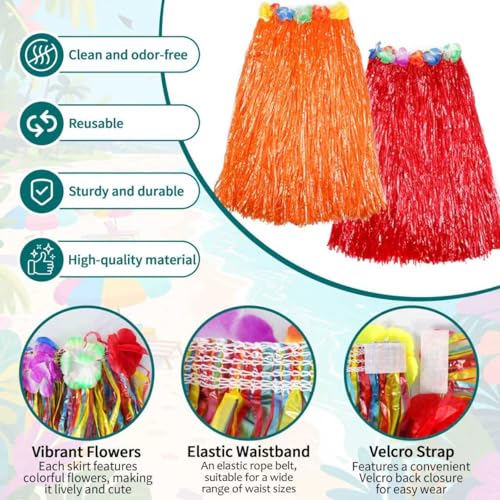 Hawaiian Party Supplies Set with 23.6'' Adjustable Hula Skirts & Accessories - 84 Pcs, Variation of THIS listing
