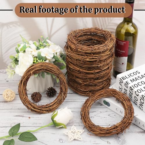 18 Pack 6 Inch Natural Grapevine Wreath Set for DIY Crafts Christmas & Wedding Decor