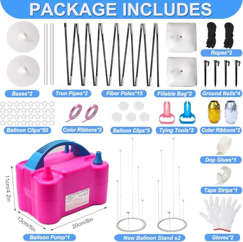 Balloon Arch Kit with Pump - 10FT Wide, 9FT Adjustable Stand for Weddings & Parties