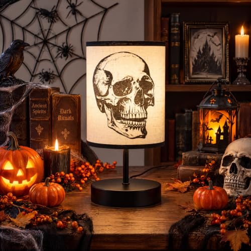 Halloween Gothic Table Lamp with Spooky Patterns - 11x5 Inches, Dimmable Night Light Decor