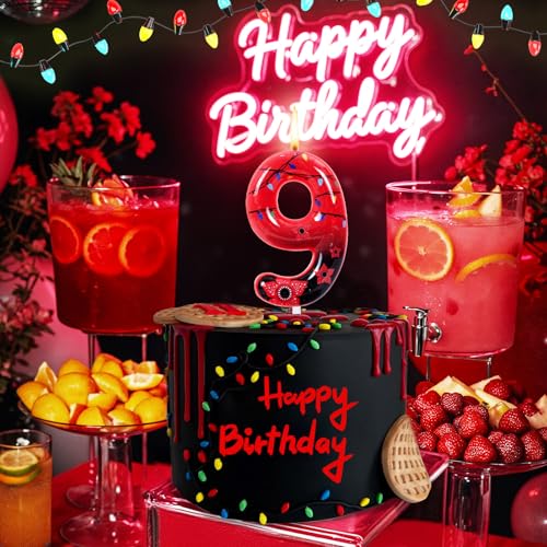 Number 9 Birthday Cake Candle Topper - Retro Mystic Design, Small & Exquisite
