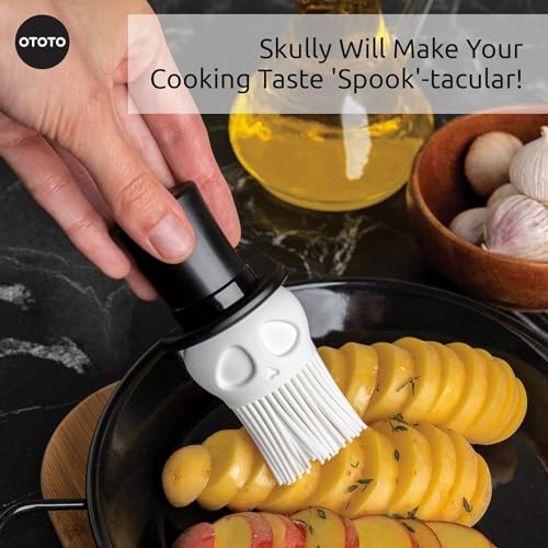 Skully Basting Brush - Gothic Food Basting Brush for Cooking & Baking - Halloween Kitchen Gift