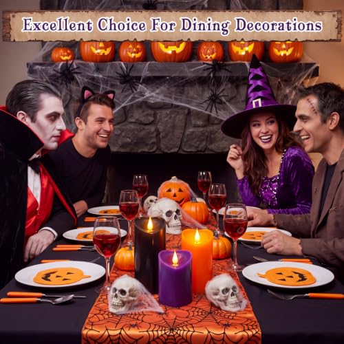 Retisee Heart Flameless Candle Set - Halloween Color Heart-Shaped Decor with Timer
