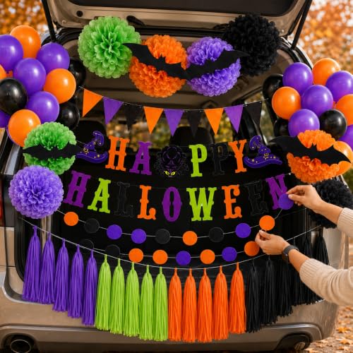 Halloween Trunk or Treat Car Decorations Kit - 57-Piece Festive SUV & Garage Decor