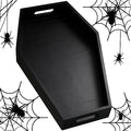 Halloween Black Wooden Coffin Serving Tray 16.5 Inch - Spooky Decor & Partyware