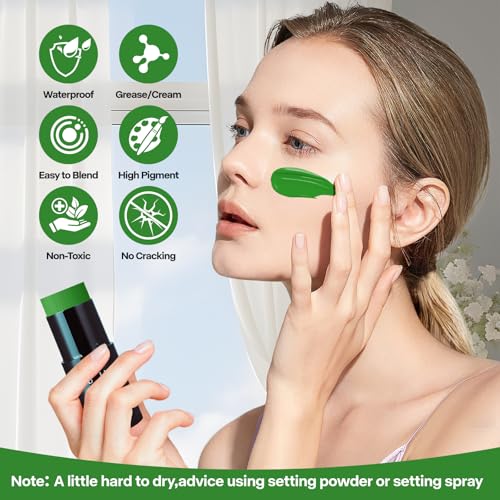Green Face Paint Stick - Waterproof, Non-Toxic Halloween & Cosplay Makeup