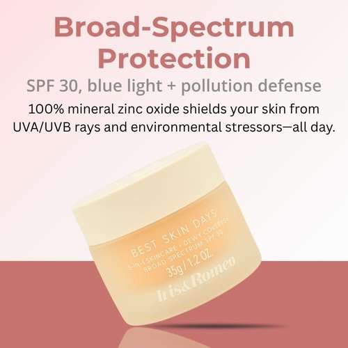IRIS&ROMEO Tinted Moisturizer SPF30 - Best Skin Days with Vitamin C & Hyaluronic Acid | Light Medium, Warm-Neutral Undertones