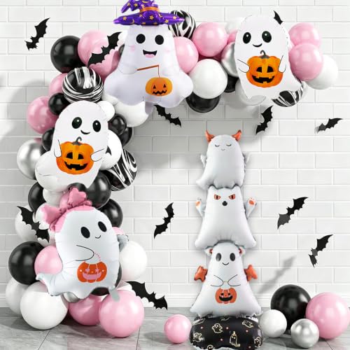Halloween Ghost Foil Balloons Set - White Spooky Party Decorations
