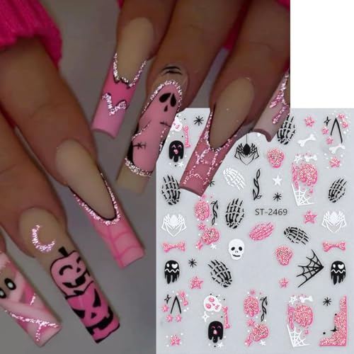 Halloween Nail Stickers Ghost and Spiders 3D Self-Adhesive Nail Decals - Halloween-2