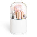 Yieach Rotating Acrylic Makeup Brush Holder with Lid for Vanity,Bathroom,Countertop,Covered Makeup Brushes Organizer,Round Spinning Cosmetic Brushes Holder and Make up Brush Storage with Cover,White