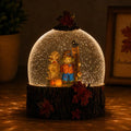 Light Up Fall Snow Globe for Tables - Thanksgiving Harvest Autumn Decoration - Brown & Orange