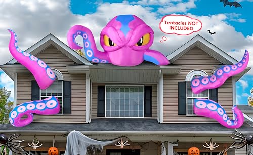 Inflatable Halloween Octopus Decoration with LED Lights - 6.2 x 4.4 ft, Outdoor Yard & Window Decor