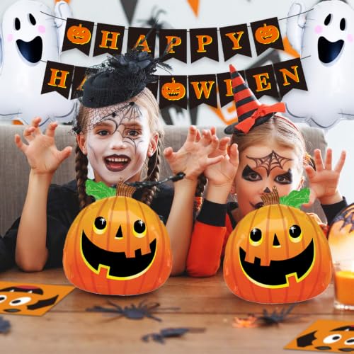 Halloween Banner with Ghost and Pumpkin Balloons - Party Decorations