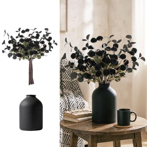 Black Flowers Artificial Centerpiece with Vase - Gothic Home Decor - Variation: Black Kiku / 1