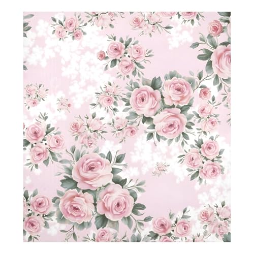 Floral Pink Roses Dishwasher Magnet Cover Sticker - 23 x 26 in Decorative Refrigerator Panel - Magnetic Vinyl