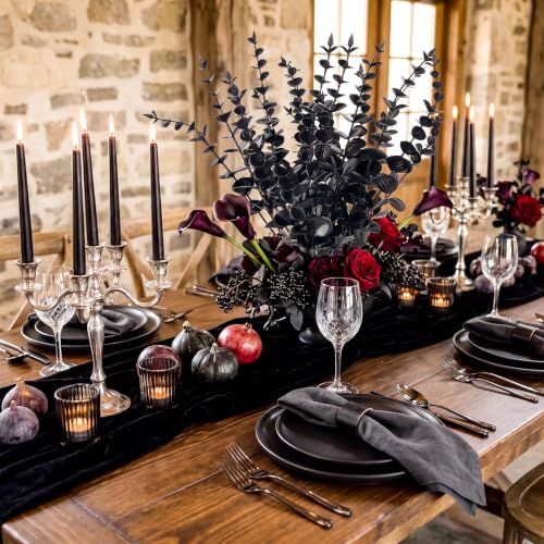 Artificial Eucalyptus Stems - Black Faux Leaves for Home Decor & Events