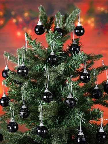 Mini Disco Balls Hanging Ornaments - Black, 24 Pack, 1.57 Inch