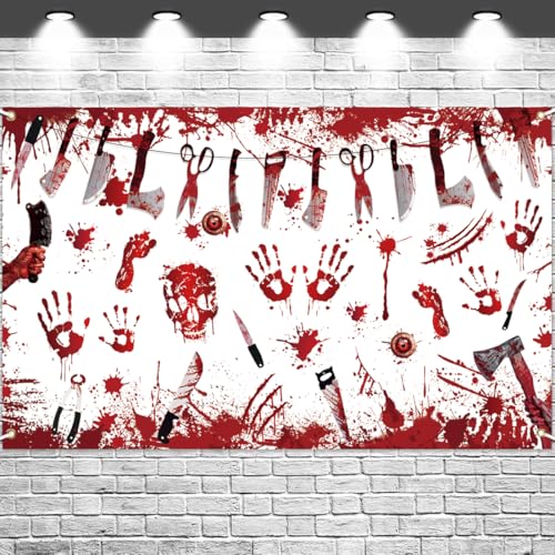 Halloween Bloody Banner Decorations - Horror Scene Backdrop for Party