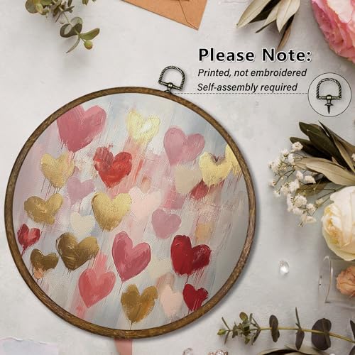 Romantic Heart Wall Art Decor - Valentine’s Day Gift, 10x10 Inch Round Canvas