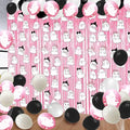 Pink Halloween Fringe Curtain 2 Pack - Bat Pattern Photo Backdrop 3.3 x 6.6 ft - Pink2