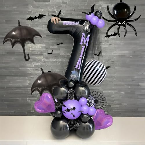 Gothic Halloween Balloon Set with Umbrellas and Spider Decorations