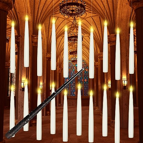 20PCS Flickering LED Floating Candles with Wand Remote for Halloween Decor